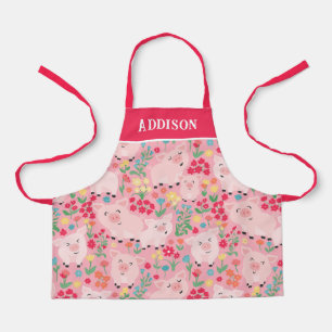 Pig Farm Animal Floral Rustic Personalised Apron