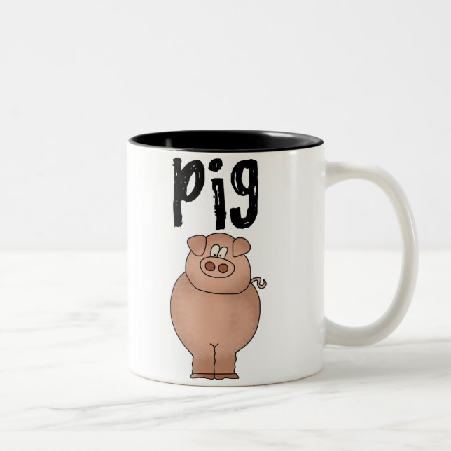 Pig Farm Animal Two-Tone Coffee Mug (Right)