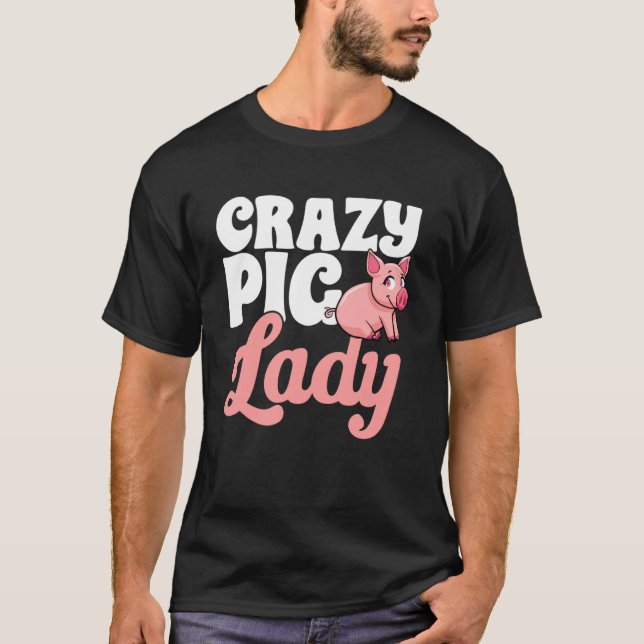Pig Farm Animals - Crazy Pig Lady Pullover Hoodie (Front)
