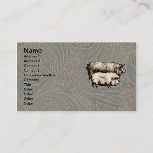 Pig Farm Country Antique Illustration Art Business Card (Front)