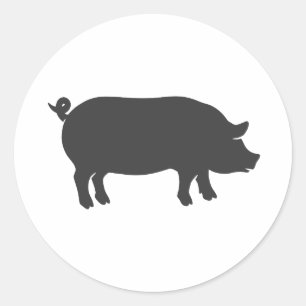Pig farm silhouette - Choose background colour Classic Round Sticker