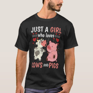 Pig Farmer Farm Animal Girls Women Farmer Cute Co T-Shirt
