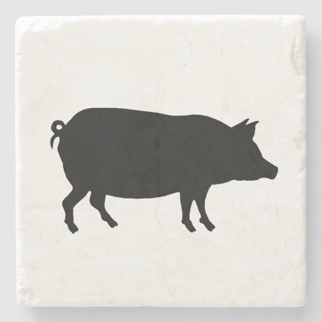 Pig Farmhouse Marble Stone Coaster (Front)