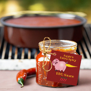 Pig Farting Fire Spicy BBQ Sauce Favour Tags