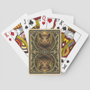 Pig Fern Woodland Watercolor GeoSaga Playing Cards