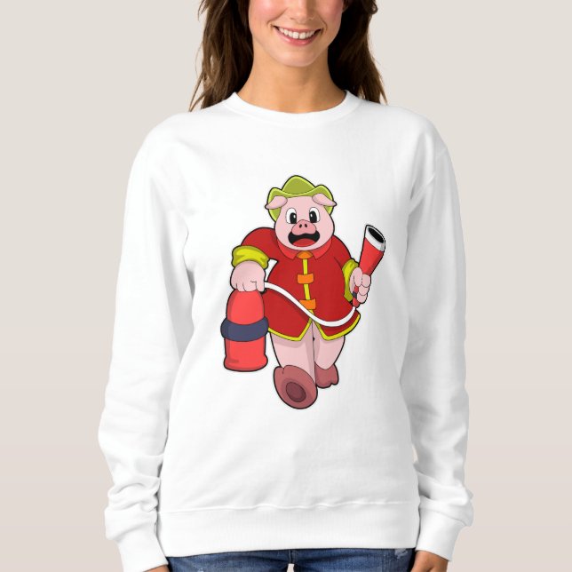 Pig Firefighter Fire extinguisher Sweatshirt (Front)