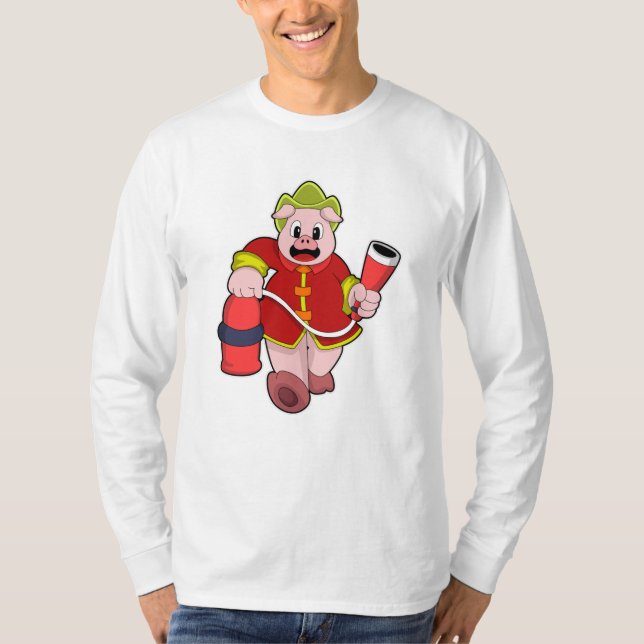 Pig Firefighter Fire extinguisher T-Shirt (Front)