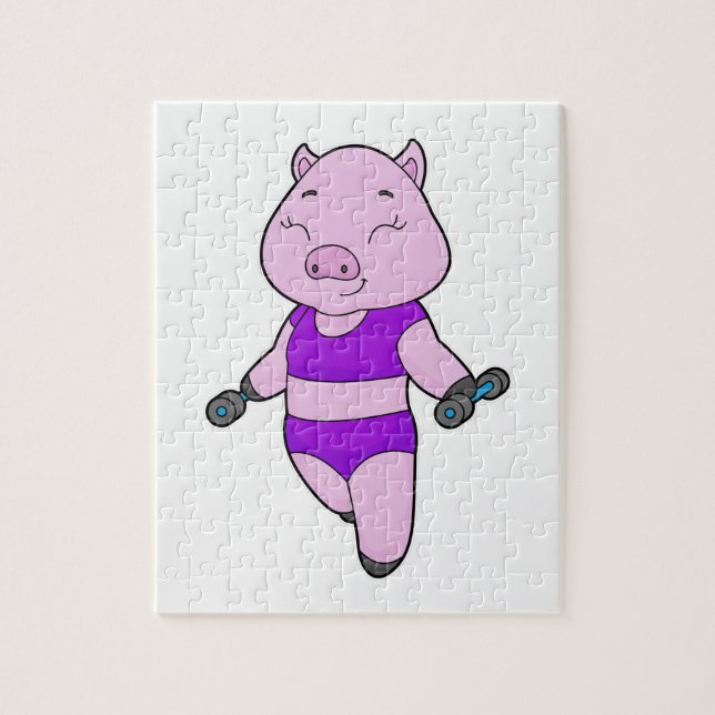 Pig Fitness Dumbbell Jigsaw Puzzle (Vertical)
