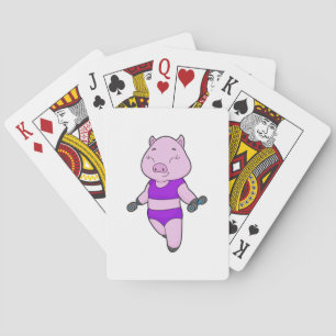 Pig Fitness Dumbbell Playing Cards