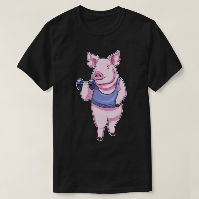 Pig Fitness Dumbbell T-Shirt (Design Front)