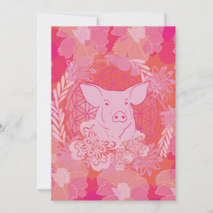 pig,flower of life, blue, mandala,zen,chakra,patt invitation