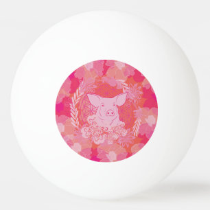 pig,flower of life, blue, mandala,zen,chakra,patt ping pong ball