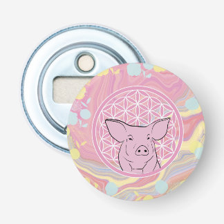 pig,flower of life, rose, mandala,zen,chakra, bottle opener