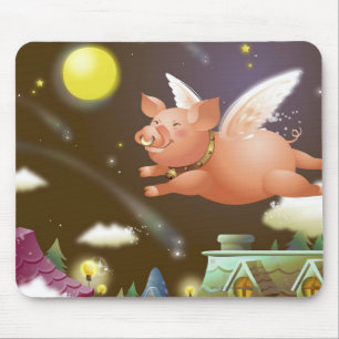 Pig flying in the sky mouse mat