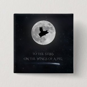 Pig Flying To The Stars 15 Cm Square Badge