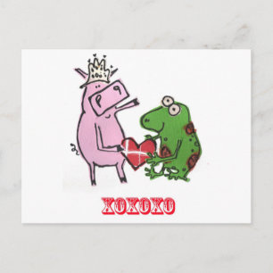 Pig & Frog in love valentine card