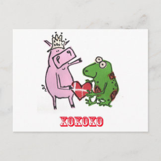 Pig & Frog in love valentine card