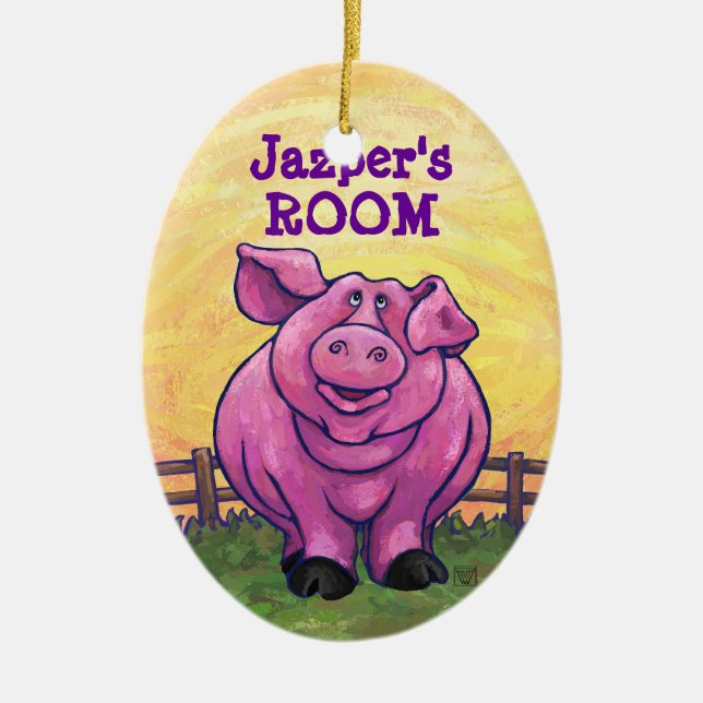 Pig Gifts & Accessories Ceramic Tree Decoration (Front)