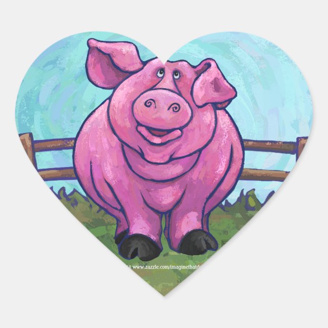 Pig Gifts & Accessories Heart Sticker (Front)