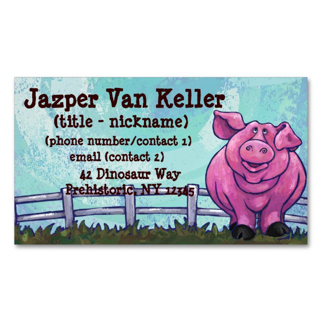 Pig Gifts & Accessories Magnetic Business Card (Front)