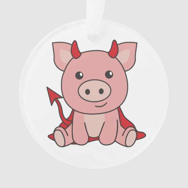 Pig Halloween Cute Devil Witch Costume Ornament (Front)