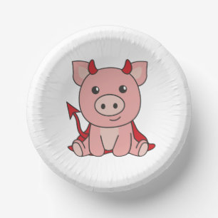 Pig Halloween Cute Devil Witch Costume Paper Plate
