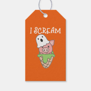 Pig Halloween Ghost I Scream Ice Cream Pun Gift Tags