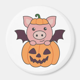Pig Halloween Pumpkin Bat Costume Magnet