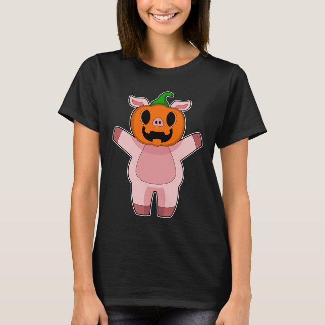 Pig Halloween Pumpkin T-Shirt (Front)