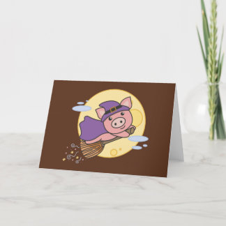 Pig Halloween Witch Kids Witches Costume Holiday Card