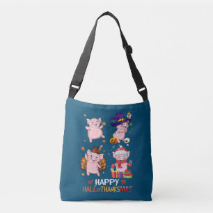 Pig Happy Hallothanksmas Halloween Thanksgiving Xm Crossbody Bag