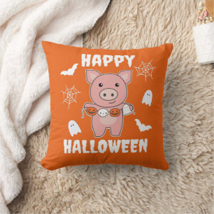 Pig Happy Halloween Pumpkin Bat Costume Cushion