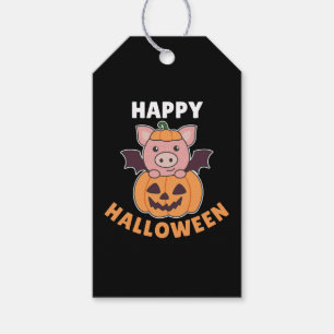 Pig Happy Halloween Pumpkin Bat Costume Gift Tags