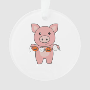 Pig Happy Halloween Pumpkin Bat Costume Ornament