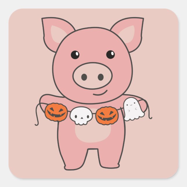 Pig Happy Halloween Pumpkin Bat Costume Square Sti Square Sticker (Front)