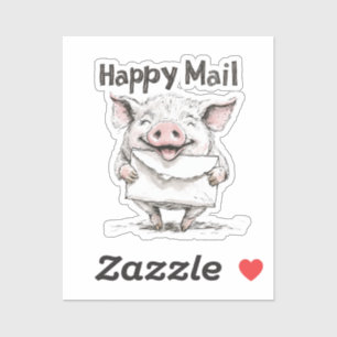 Pig, Happy Mail, Sticker 