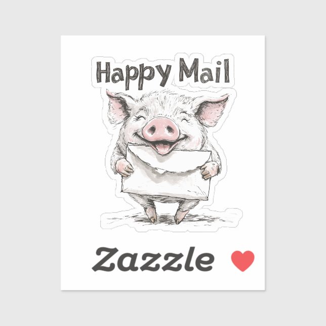 Pig, Happy Mail, Sticker  (Sheet)