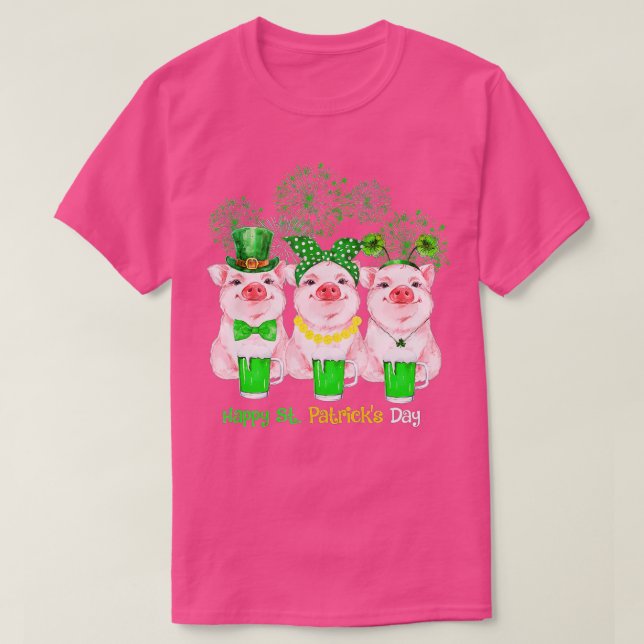Pig Happy St Patricks Day Family Farmer Farming Lo T-Shirt (Design Front)