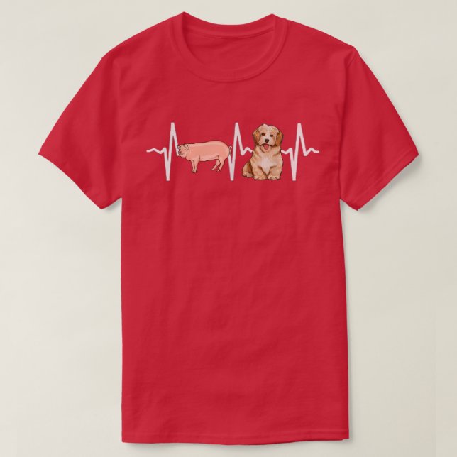 Pig Havanese Heartbeat Dog Lover  T-Shirt (Design Front)