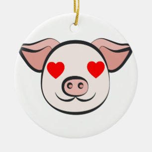 Pig Heart Emoji Ceramic Tree Decoration