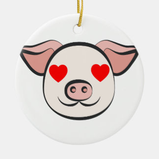 Pig Heart Emoji Ceramic Tree Decoration