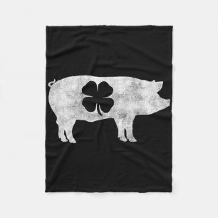 Pig Hog Bbq Meat Gift St. Patrick's Day Shamrock I Fleece Blanket