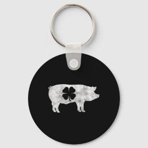 Pig Hog Bbq Meat Gift St. Patrick's Day Shamrock I Key Ring