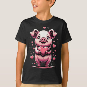 Pig Holding Heart Valentine's Day Cute Valentine 1 T-Shirt