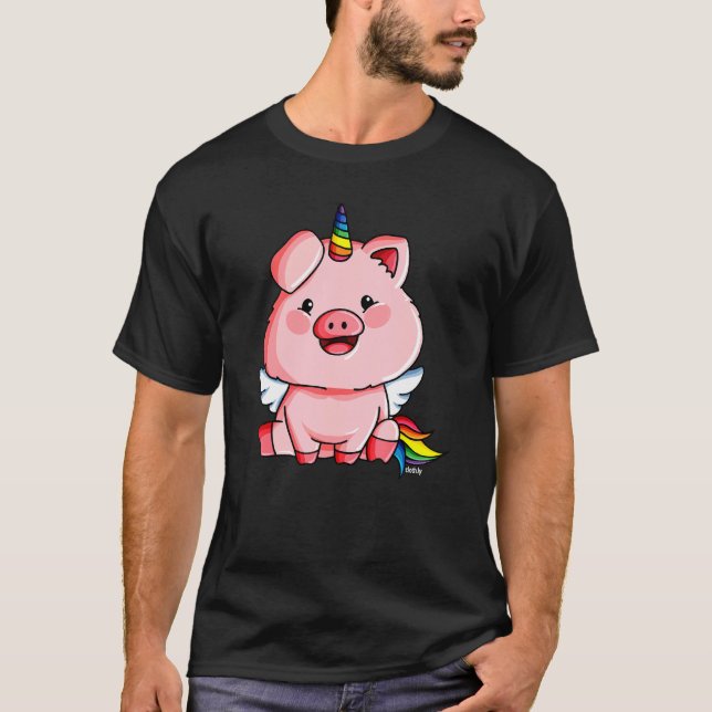 Pig Horn Unicorn Pig Costume Fancy Dress T-Shirt (Front)