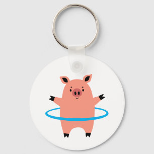 Pig Hula Hoop Key Ring