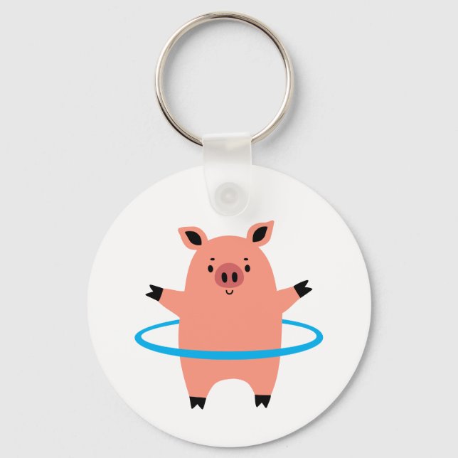 Pig Hula Hoop Key Ring (Front)
