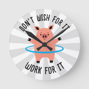 Pig Hula Hoop Round Clock