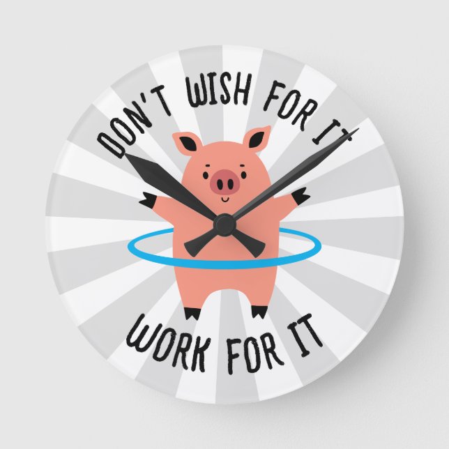 Pig Hula Hoop Round Clock (Front)