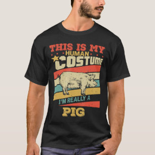 Pig Human Costume Retro Vintage Halloween Shirt